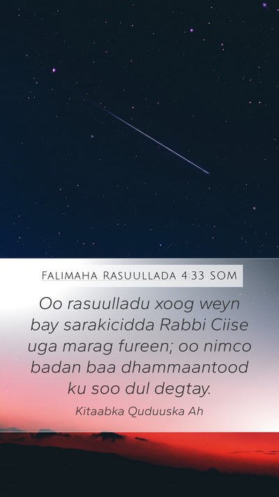 Falimaha Rasuullada 4:33 SOM Bible Verse Image