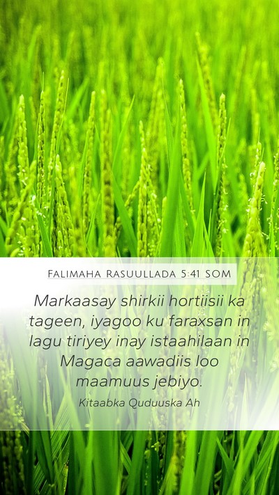 Falimaha Rasuullada 5:41 SOM Bible Verse Image