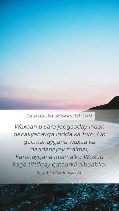 Gabaygii Sulaymaan 5:5 SOM Bible Verse Image