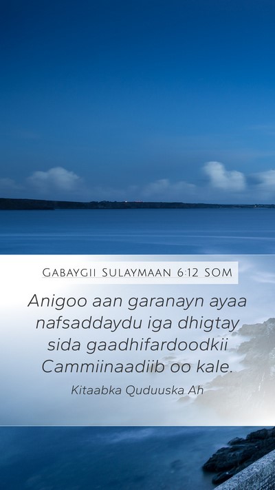 Gabaygii Sulaymaan 6:12 SOM Mobile Phone Wallpaper - Anigoo aan garanayn ayaa nafsaddaydu iga dhigtay - Mobile Bible Verse Wallpaper