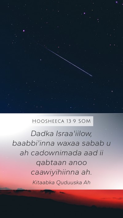 Hoosheeca 13:9 SOM Bible Verse Image