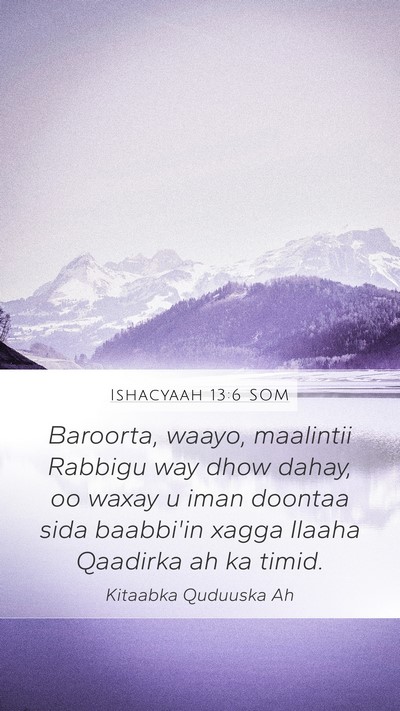 Ishacyaah 13:6 SOM Bible Verse Image