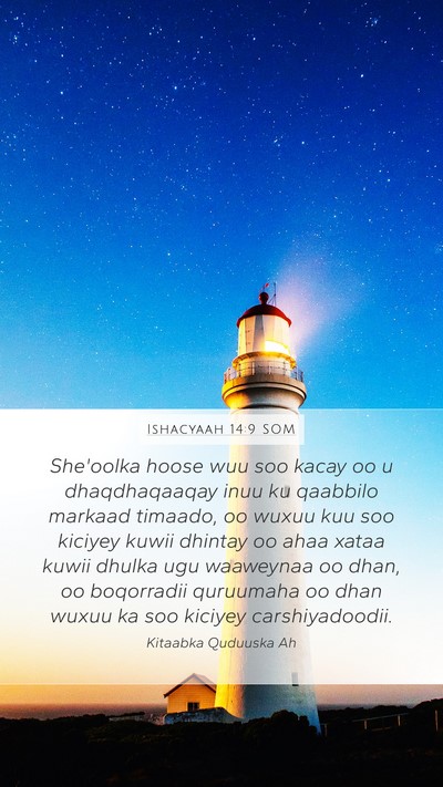 Ishacyaah 14:9 SOM Bible Verse Image