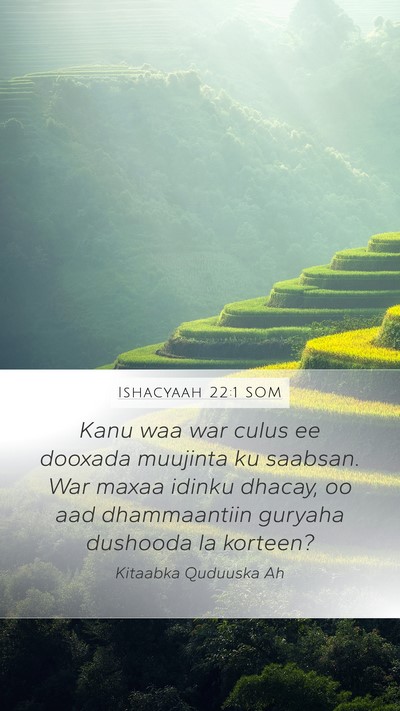 Ishacyaah 22:1 SOM Bible Verse Image