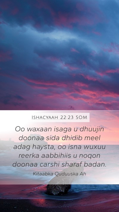 Ishacyaah 22:23 SOM Mobile Phone Wallpaper - Oo waxaan isaga u dhuujin doonaa sida dhidib meel - Mobile Bible Verse Wallpaper