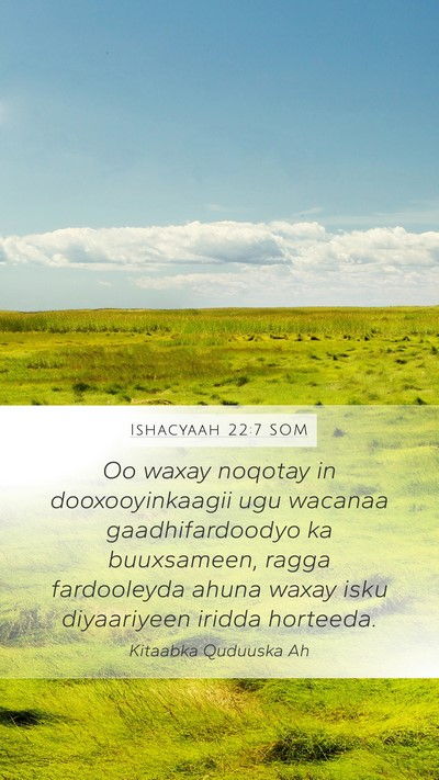 Ishacyaah 22:7 SOM Bible Verse Image