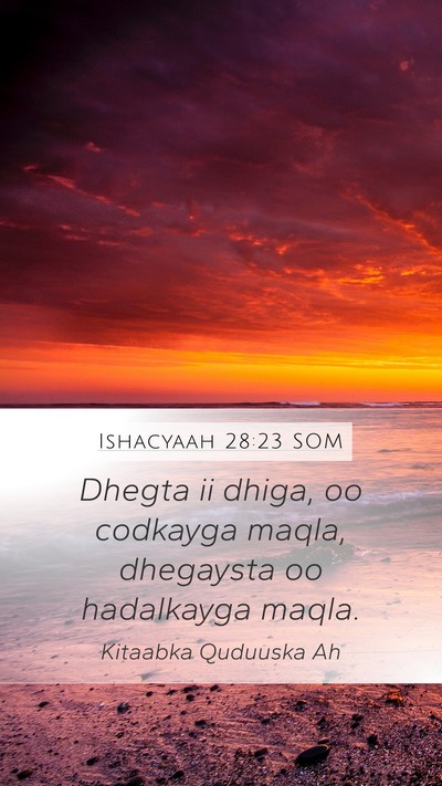 Ishacyaah 28:23 SOM Bible Verse Image