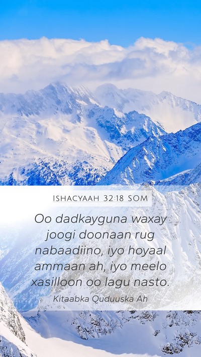 Ishacyaah 32:18 SOM Bible Verse Image
