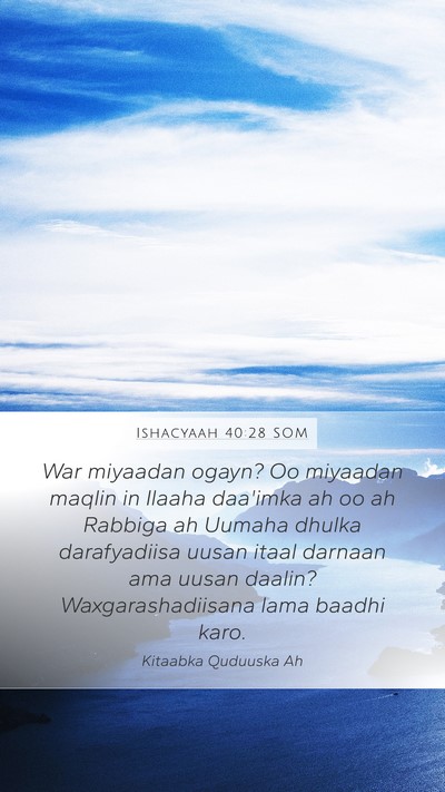 Ishacyaah 40:28 SOM Bible Verse Image