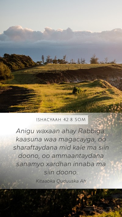 Ishacyaah 42:8 SOM Bible Verse Image