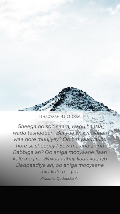 Ishacyaah 45:21 SOM Bible Verse Image