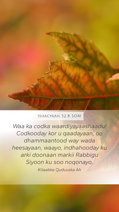 Ishacyaah 52:8 SOM Bible Verse Image