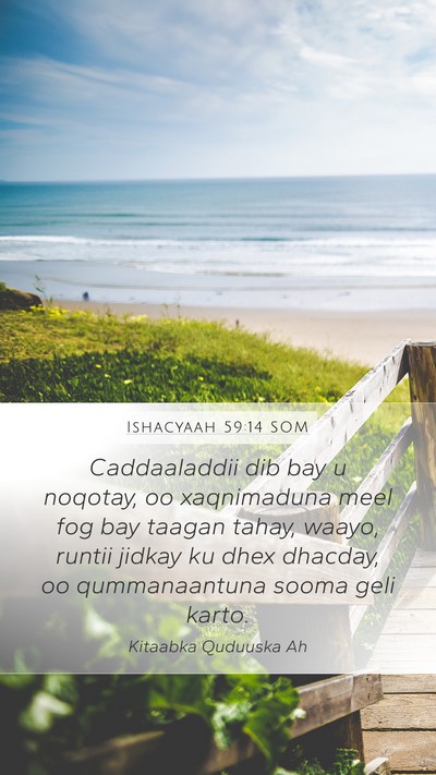 Ishacyaah 59:14 SOM Bible Verse Image