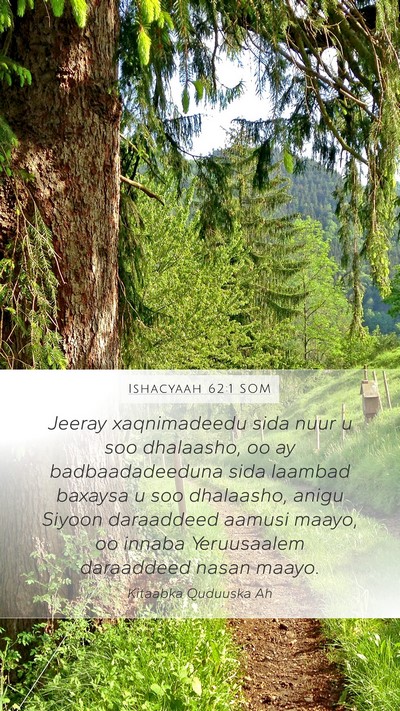 Ishacyaah 62:1 SOM Bible Verse Image