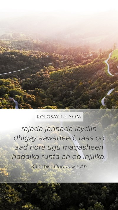 Kolosay 1:5 SOM Bible Verse Image