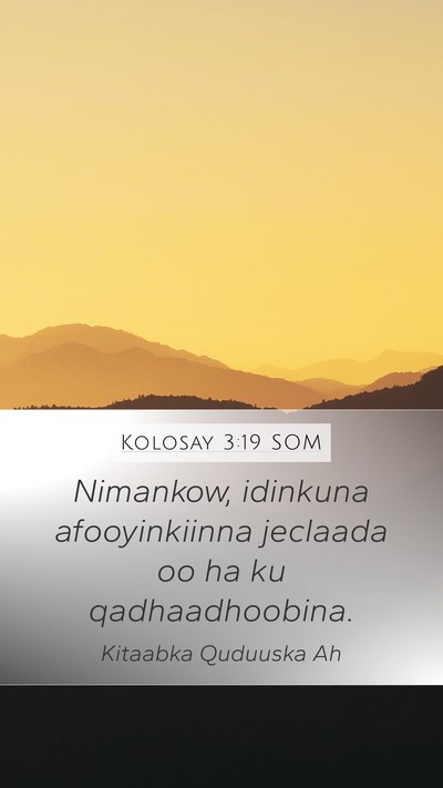 Kolosay 3:19 SOM Bible Verse Image