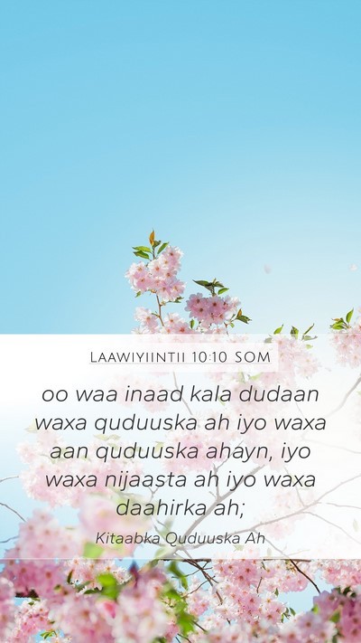 Laawiyiintii 10:10 SOM Bible Verse Image