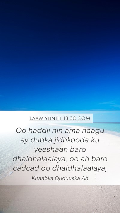 Laawiyiintii 13:38 SOM Mobile Phone Wallpaper - Oo haddii nin ama naagu ay dubka jidhkooda ku - Mobile Bible Verse Wallpaper