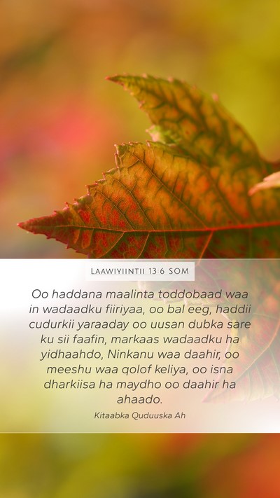 Laawiyiintii 13:6 SOM Mobile Phone Wallpaper - Oo haddana maalinta toddobaad waa in wadaadku - Mobile Bible Verse Wallpaper