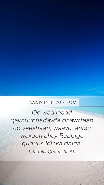 Laawiyiintii 20:8 SOM Bible Verse Image