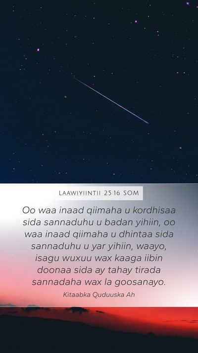 Laawiyiintii 25:16 SOM Mobile Phone Wallpaper - Oo waa inaad qiimaha u kordhisaa sida sannaduhu u - Mobile Bible Verse Wallpaper