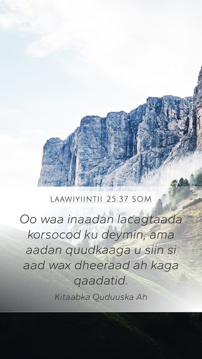 Laawiyiintii 25:37 SOM Mobile Phone Wallpaper - Oo waa inaadan lacagtaada korsocod ku deymin, ama - Mobile Bible Verse Wallpaper