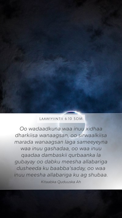Laawiyiintii 6:10 SOM Bible Verse Image