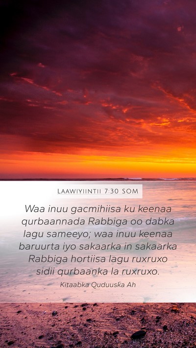 Laawiyiintii 7:30 SOM Bible Verse Image