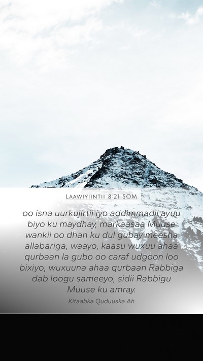 Laawiyiintii 8:21 SOM Bible Verse Image