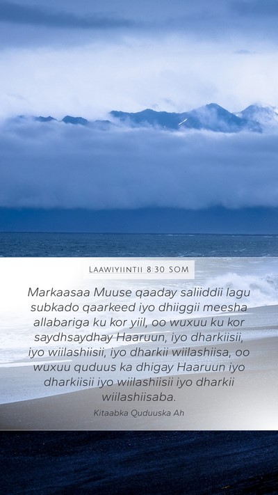 Laawiyiintii 8:30 SOM Bible Verse Image