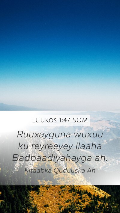 Luukos 1:47 SOM Bible Verse Image