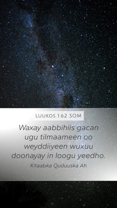 Luukos 1:62 SOM Bible Verse Image