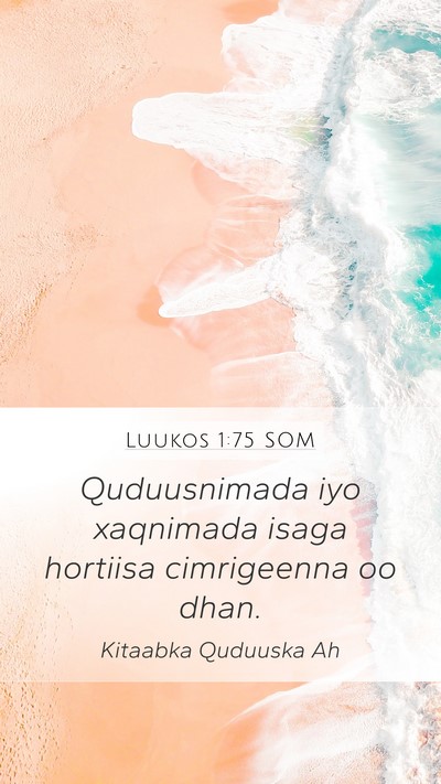Luukos 1:75 SOM Mobile Phone Wallpaper - Quduusnimada iyo xaqnimada isaga hortiisa - Mobile Bible Verse Wallpaper