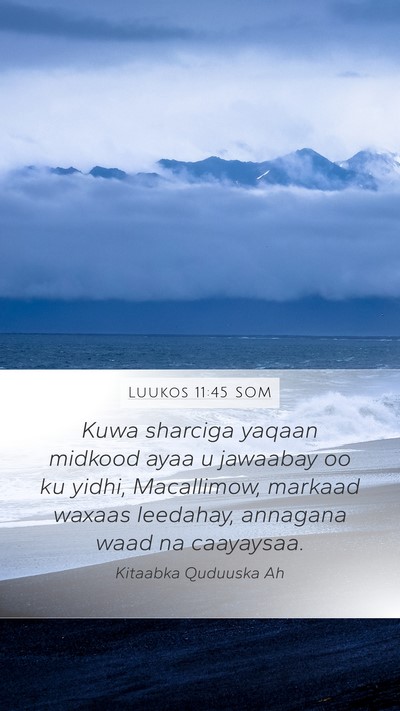 Luukos 11:45 SOM Bible Verse Image