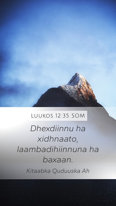 Luukos 12:35 SOM Bible Verse Image