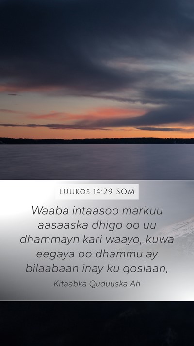 Luukos 14:29 SOM Bible Verse Image