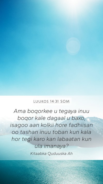 Luukos 14:31 SOM Bible Verse Image