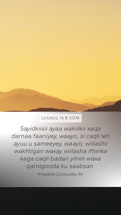 Luukos 16:8 SOM Bible Verse Image