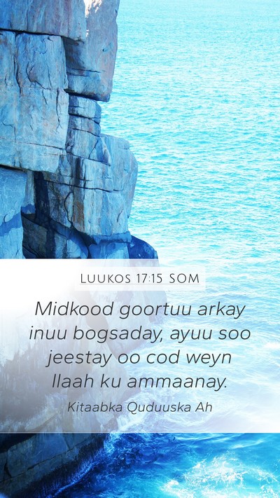Luukos 17:15 SOM Mobile Phone Wallpaper - Midkood goortuu arkay inuu bogsaday, ayuu soo - Mobile Bible Verse Wallpaper