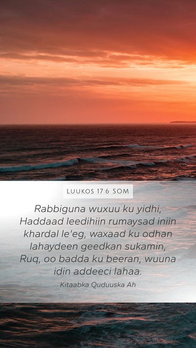 Luukos 17:6 SOM Mobile Phone Wallpaper - Rabbiguna wuxuu ku yidhi, Haddaad leedihiin - Mobile Bible Verse Wallpaper