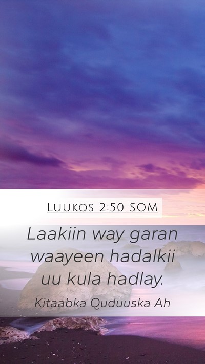 Luukos 2:50 SOM Mobile Phone Wallpaper - Laakiin way garan waayeen hadalkii uu kula - Mobile Bible Verse Wallpaper