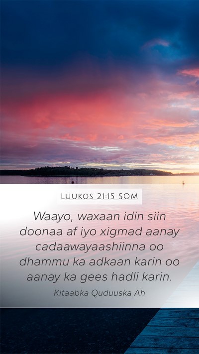 Luukos 21:15 SOM Bible Verse Image