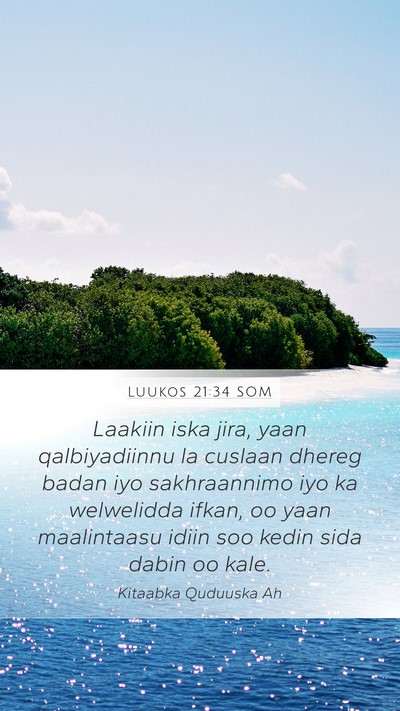 Luukos 21:34 SOM Bible Verse Image