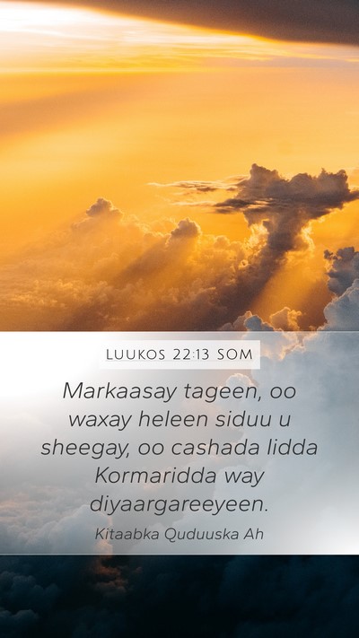 Luukos 22:13 SOM Bible Verse Image