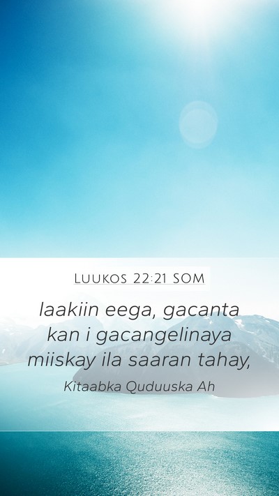 Luukos 22:21 SOM Bible Verse Image