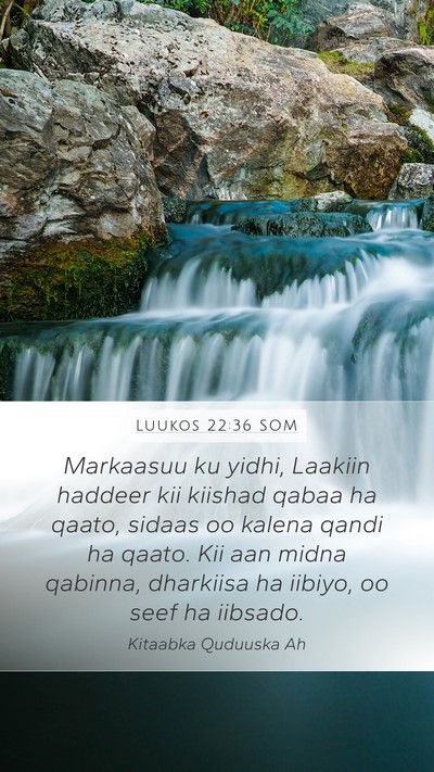 Luukos 22:36 SOM Bible Verse Image
