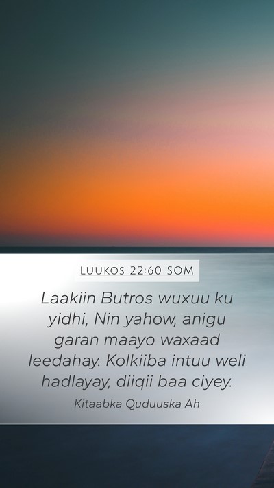 Luukos 22:60 SOM Bible Verse Image