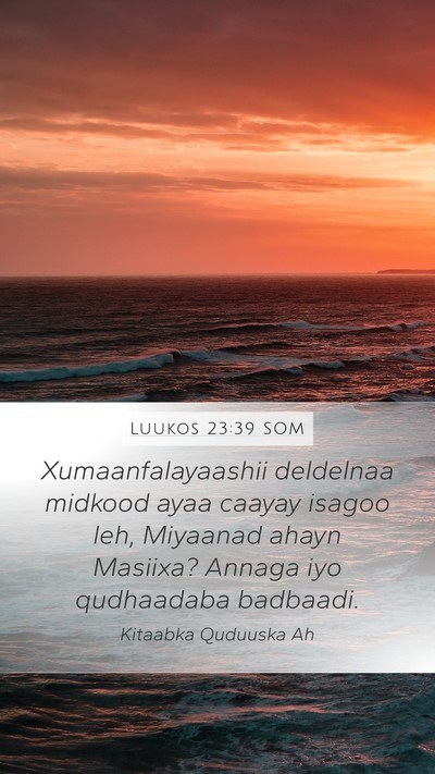 Luukos 23:39 SOM Bible Verse Image