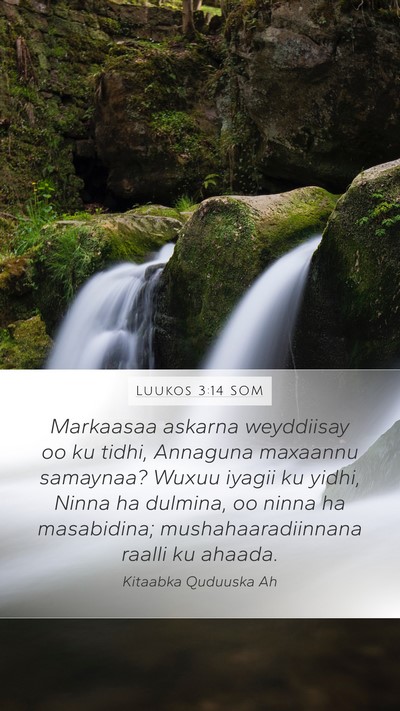 Luukos 3:14 SOM Mobile Phone Wallpaper - Markaasaa askarna weyddiisay oo ku tidhi, - Mobile Bible Verse Wallpaper