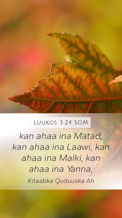 Luukos 3:24 SOM Mobile Phone Wallpaper - kan ahaa ina Matad, kan ahaa ina Laawi, kan ahaa - Mobile Bible Verse Wallpaper